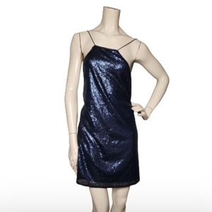 Club L London Mini Dress Womens 8 Navy Blue Sequin Sleeveless